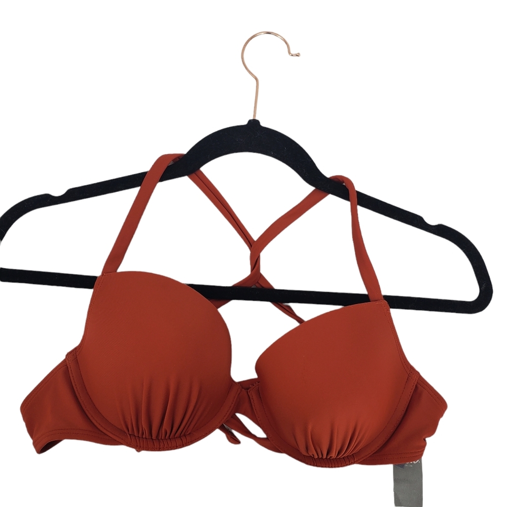 New Aerie Size 34 C Women's Burnt Orange Bathing Suit Swimming Bra Top Bikini